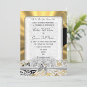 金ゴールドかわいらしフェミニンホワ結婚レース 招待状 (スタンド正面)
