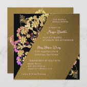 金ゴールドかわいらしブライダルシャワー招待 招待状 (正面/裏面)