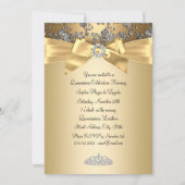 金ゴールドかわいらしボウ&シルバーバラ写真キンセアニェラ 招待状 (裏面)