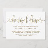 金ゴールドかわいらし書道リハーサルディナー 招待状 (正面)