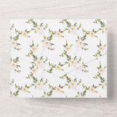 金ゴールドかわいらし白い花 オールインワン招待状 (裏面)