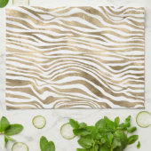 金ゴールドかわいらし白ゼブラ印刷 キッチンタオル (折り畳み)