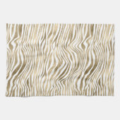 金ゴールドかわいらし白ゼブラ印刷 キッチンタオル (横)