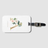 金ゴールドかわいらし花模様Aモノグラムブリデスメイド ラゲッジタグ (正面横)