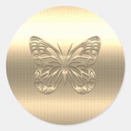 金ゴールドかわいらし蝶 ラウンドシール