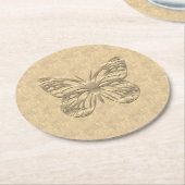 金ゴールドかわいらし蝶 ラウンドペーパーコースター (アングル)