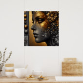 金ゴールドかわいらしEtherealの女性 ポスター (キッチン)