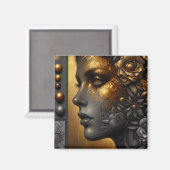 金ゴールドかわいらしEtherealの女性 マグネット (正面/裏面)