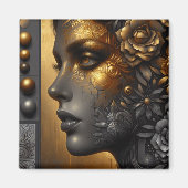 金ゴールドかわいらしEtherealの女性 マグネット (正面)