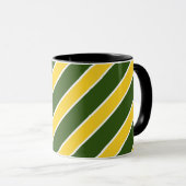 金ゴールドか緑の白いバンドは、傾けられて縞で飾りましたり、曲がりました マグカップ (正面右)