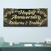 金ゴールドか黒い《写真》ぼけ味の幸せな記念パーティー 横断幕 (トレードショー)