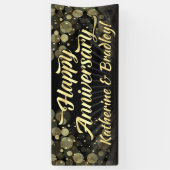 金ゴールドか黒い《写真》ぼけ味の幸せな記念パーティー 横断幕 (縦)