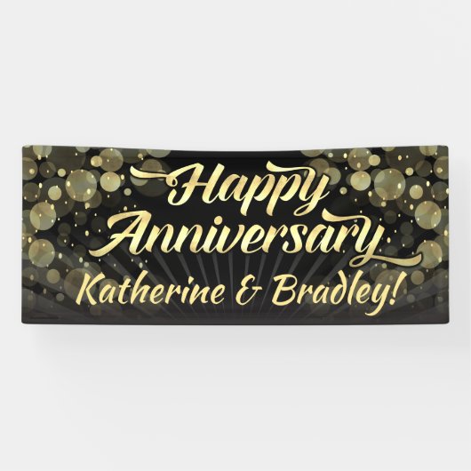 金ゴールドか黒い《写真》ぼけ味の幸せな記念パーティー 横断幕 (横)