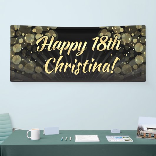 金ゴールドか黒い《写真》ぼけ味の第18誕生会の装飾 横断幕 (トレードショー)