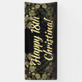 金ゴールドか黒い《写真》ぼけ味の第18誕生会の装飾 横断幕 (縦)