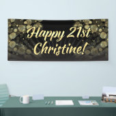 金ゴールドか黒い《写真》ぼけ味の第21誕生会の装飾 横断幕 (トレードショー)