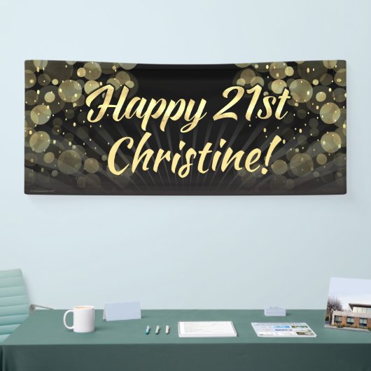 金ゴールドか黒い《写真》ぼけ味の第21誕生会の装飾 横断幕 (トレードショー)