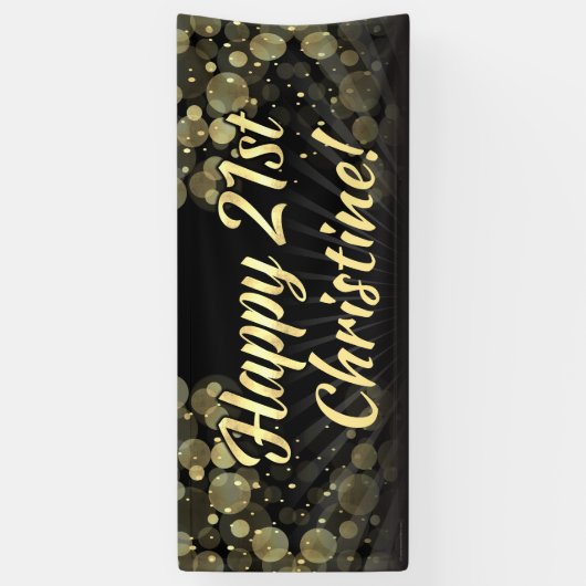 金ゴールドか黒い《写真》ぼけ味の第21誕生会の装飾 横断幕 (縦)