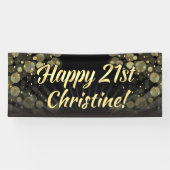金ゴールドか黒い《写真》ぼけ味の第21誕生会の装飾 横断幕 (横)