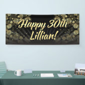 金ゴールドか黒い《写真》ぼけ味の第30誕生会の装飾 横断幕 (トレードショー)