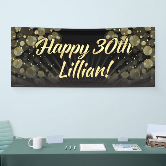 金ゴールドか黒い《写真》ぼけ味の第30誕生会の装飾 横断幕 (トレードショー)