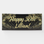 金ゴールドか黒い《写真》ぼけ味の第30誕生会の装飾 横断幕 (横)