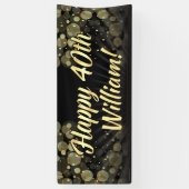 金ゴールドか黒い《写真》ぼけ味の第40誕生会の装飾 横断幕 (縦)