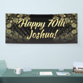 金ゴールドか黒い《写真》ぼけ味の第70誕生会の装飾 横断幕 (トレードショー)