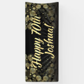 金ゴールドか黒い《写真》ぼけ味の第70誕生会の装飾 横断幕 (縦)