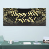 金ゴールドか黒い《写真》ぼけ味の第90誕生会の装飾 横断幕 (トレードショー)