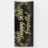 金ゴールドか黒い《写真》ぼけ味の第90誕生会の装飾 横断幕 (縦)