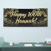 金ゴールドか黒い《写真》ぼけ味の100th誕生会の装飾 横断幕 (トレードショー)