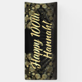 金ゴールドか黒い《写真》ぼけ味の100th誕生会の装飾 横断幕 (縦)