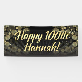 金ゴールドか黒い《写真》ぼけ味の100th誕生会の装飾 横断幕