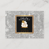 金ゴールドか黒のエレガントな白いケーキの名刺 名刺 (正面)