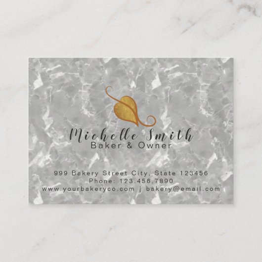 金ゴールドか黒のエレガントな白いケーキの名刺 名刺 (裏面)