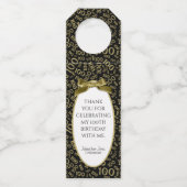 ""金ゴールドかBlack100thの誕生会ありがとう ボトルネックタグ (正面)