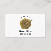 金ゴールドがん封印コインおよびQRコード星占い 名刺 (正面)