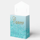 金ゴールドがん&ティール(緑がかった色)ブルーグリッター誕生日 フェイバーボックス (オープン)