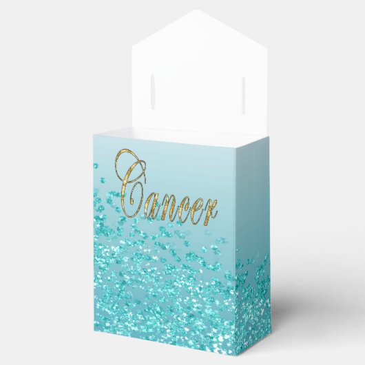 金ゴールドがん&ティール(緑がかった色)ブルーグリッター誕生日 フェイバーボックス (オープン)