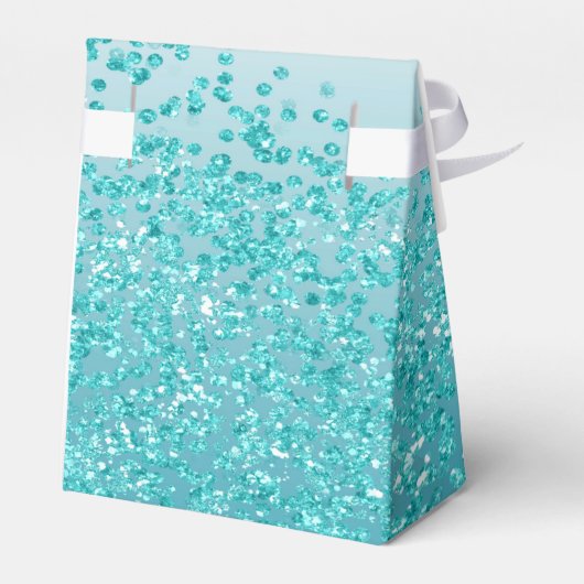 金ゴールドがん&ティール(緑がかった色)ブルーグリッター誕生日 フェイバーボックス (裏面サイド)