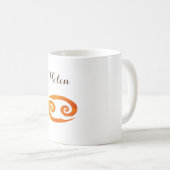 金ゴールドがん〔占星術の〕十二宮図徴候名前をカスタムする コーヒーマグカップ (正面右)