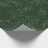 金ゴールドがグリーンBGに刻印されたフローラ ラッピングペーパー (角)