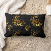 金ゴールドがブラックで輝く ランバークッション (ブランケット)