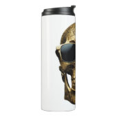 金ゴールドが刻まれた金属製の3Dスカルとサングラス タンブラー (回転左)