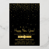 金ゴールドが大晦日のパーティーをキラキラと輝実在く 箔招待状 (正面)
