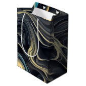 金ゴールドが父の日のために黒に渦巻く ミディアムペーパーバッグ (裏面アングル)