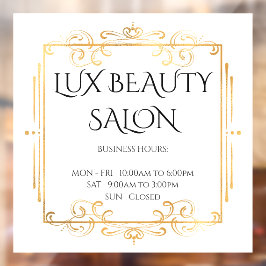 金ゴールドが白エレガントい営業時間 ウィンドウサイン