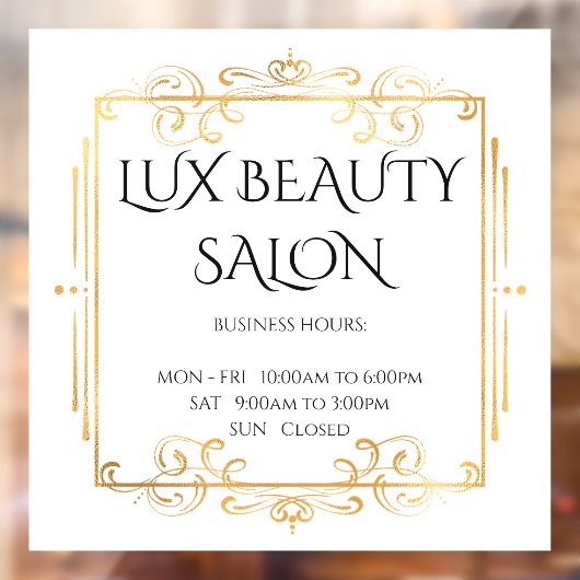 金ゴールドが白エレガントい営業時間 ウィンドウサイン (シート2)
