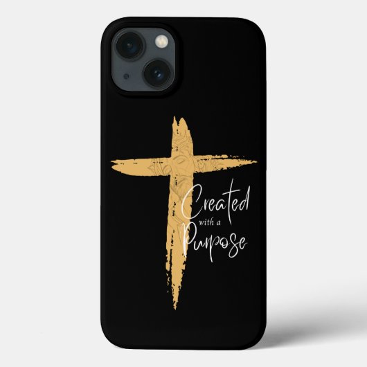 金ゴールドが目的を持って創造されたイエスと十字架 Case-Mate iPhoneケース (裏面)